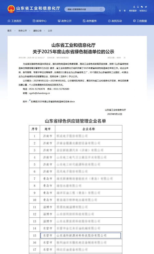 海科新源荣膺山东省绿色供应链管理企业，引领可持续发展新标杆